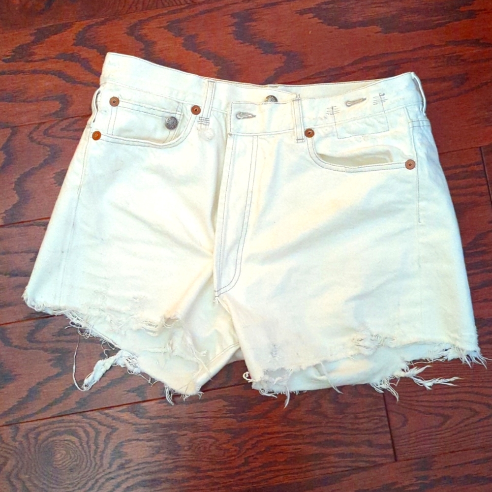 R13 size 26 white jean crossover shorts